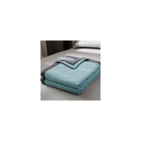 Couette toutes saisons - 140 x 200 cm - En mélange de coton - Douce et agréable - Chaude - Lavable en machine, Vert (1/5)