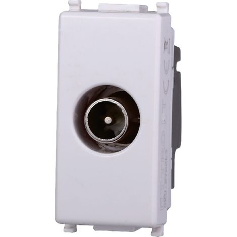 Presa Tv passante connettore maschio compatibile Vimar Plana colore bianco Ettroit EV2253