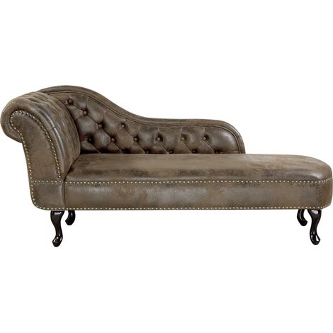 Chaise Longue in Ecopelle Scamosciata Marrone Versione Sinistra Nimes