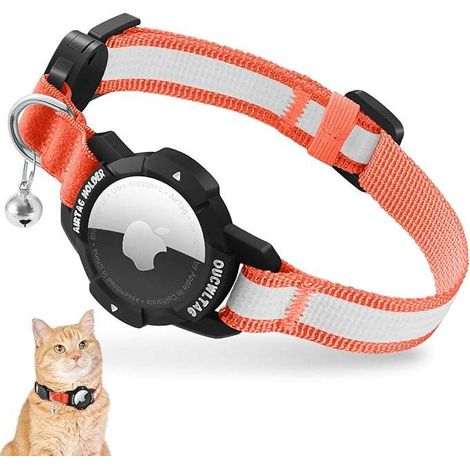 Collier réfléchissant lumineux pour chat avec porte-AirTag 23-33 cm