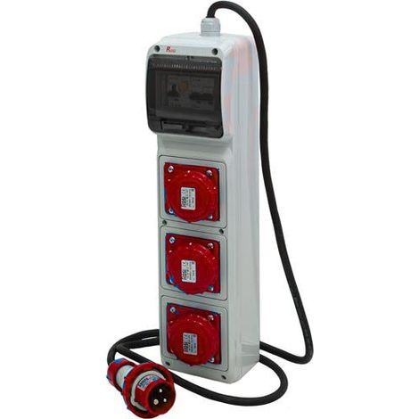 Quadro ASC portatile, 9KW 400V, IP65, 3 prese 3P+T 16A, spina 3P+T 16A, con magnetotermico differenziale - Rosi 2262