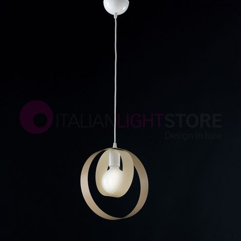 Lampadario a sospensione in ferro Avorio Tortora una luce 25x h27 cm (1/2)