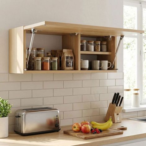 Wandschrank für Bad und Küche – 3 Fächer – MDF in Holzoptik – 80 × 25 × 30 cm – Naturholz – Home Nature Wohnkonzept (1/5)