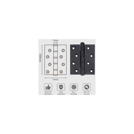 Cerniera per finestra in acciaio inox, 2 pezzi, connettori, cuscinetti a sfera con viti, nera, 100 x 75 mm - Crezuo