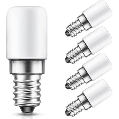 Ampoule Frigo, Lampe E14 LED pour Refrigerateur 1.5W, Équivalent 15W Incandescent, Blanc Froid 6000K, 135LM, Non Dimmable, Petit Ampoule LED E14 pour Hotte Cuisin, Frigo, Lampe de Sel,220v, Lot de 4 (1/5)