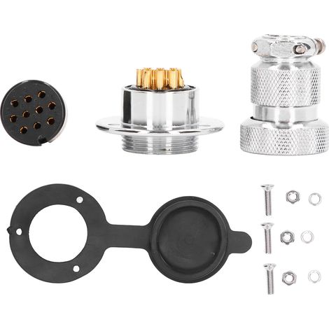 Connecteur prise aviation 15 pièces, fiche ronde à bride, kit douilles avec capuchon étanche 250V 7ABEM25‑10Y (10 broches) (1/5)