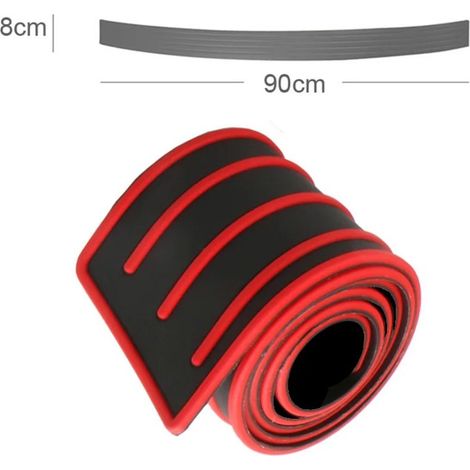 (Rouge et noir 90 cm) Bandes de protection universelles en fibre de carbone pour coffre et portières de voiture,protection de seuil de porte,protection de pare-chocs arrière,moulures en caoutchouc,gar (1/3)