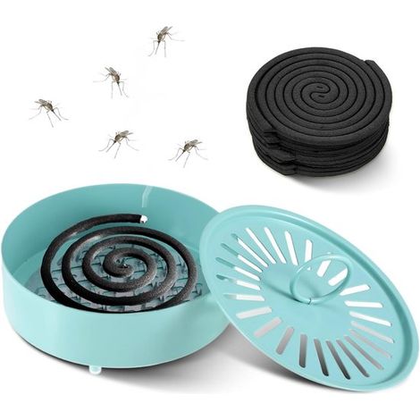 Porta incenso a spirale in metallo turchese (15 cm) – Scatola minimalista ignifuga con ventilazione, coperchio e piedini antiscivolo (1/4)