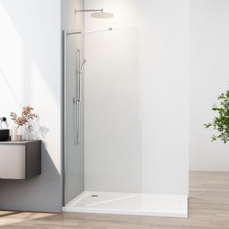 Walk In Duschwand 90x185 cm Duschtrennwand Walk In Dusche mit Stabilisator Duschwand aus 6mm ESG Glas