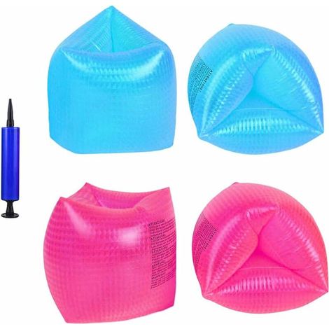 Green Mobility-Lot de 2 paires de brassards gonflables enroulables pour débutants - Bouée de natation pour enfants et adultes - Bleu et rose (1/5)