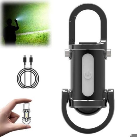 Lampe Torche Porte-Clés - 1200 Lm - Étanche IPX6 - 6 Modes - Métal - Batterie Rechargeable 1000 mAh - Noir ×1 (1/5)