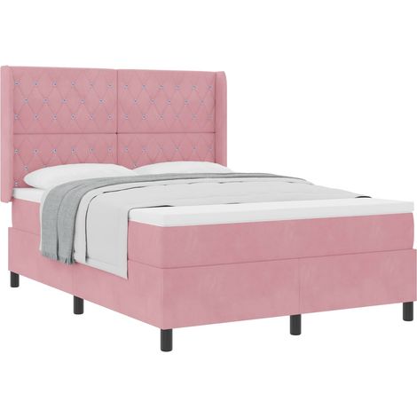 Maison Exclusive - Lit Ă ressorts avec matelas Rose 140 x 190 cm Velours (1/5)