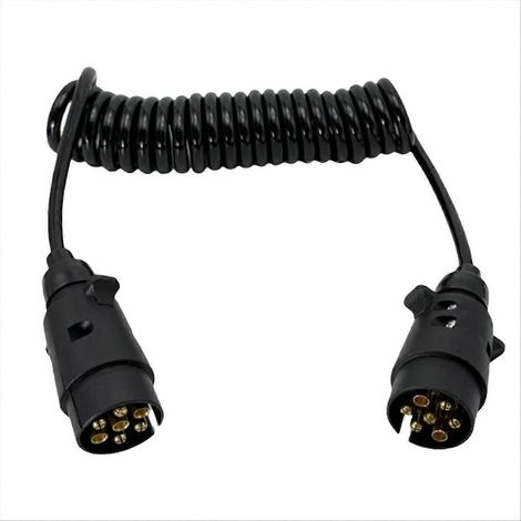 Câble de ressort de remorque 12 V, 2 m, 7 conducteurs, enroulé, pour véhicules utilitaires européens, camping-cars, remorques de voiture. (1/5)