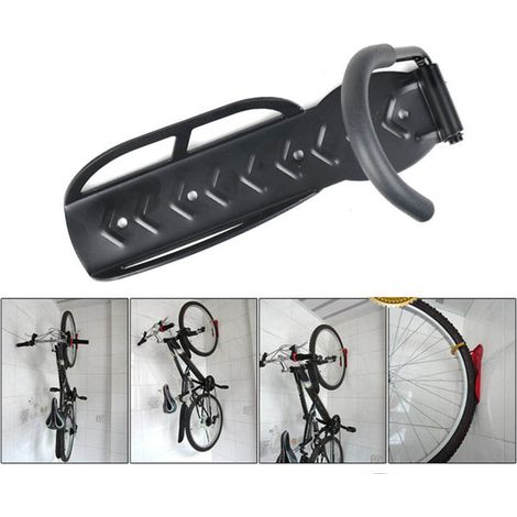 Porte-vélo mural en acier, accroche-vélo gain de place avec vis d'expansion noire pour VTT et vélo de route, crochet mobile avec cheville (1/5)
