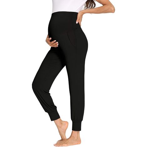 Pantalon de maternité pour femme enceinte, pantalon de jogging de yoga et de détente avec poches (1/4)