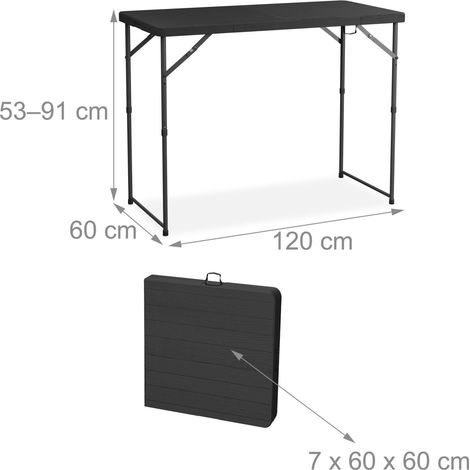 Table de jardin réglable hauteur 120 x 60 cm design moderne extérieur pratique en plastique blanc (1/5)