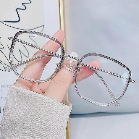 Lunettes anti-lumière bleue, monture tendance et élégante, idéales pour la lecture, les jeux vidéo et l'ordinateur - Angle de vision de 0° - Boîte gris argenté (1/5)