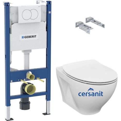 WC Set Vorwandelement mit Cersanit Dormo WC-Becken spülrandlos+ weiße Platte (DormoGeb3-DE) (1/5)