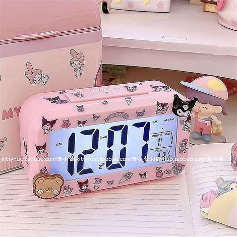 Kawaii Cinnamoroll My Melody Kuromi Schreibtischlampe Elektronischer LED-Wecker Sanrio Elektronischer Wecker Geschenk für Kinder (1/4)