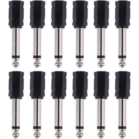 Lot de 12 adaptateurs audio mono 6,35 mm vers jack mono 3,5 mm-5X1.5CM (1/4)