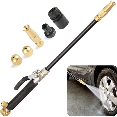 Lance de nettoyeur haute pression, pistolet de nettoyage haute pression réglable, buse de tuyau haute pression, avec 3 buses (1/5)