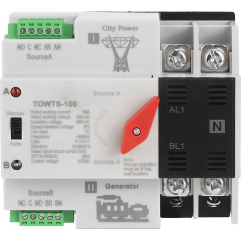 Interrupteur automatique biphasé 8KV 100A 2 modes transfert de puissance pour maison usine bureau AC 220V (1/5)