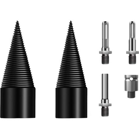 Broca para partir leña, broca para partir madera, herramienta para partir leña de alta resistencia, 32 mm + 42 mm de diámetro, con cuatro varillas (plateada) (1/5)