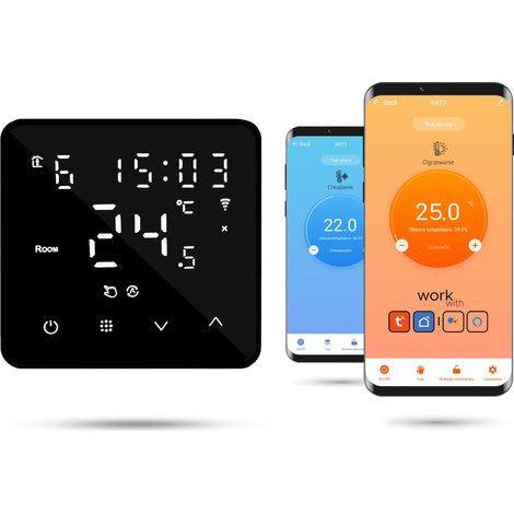 Termostato ambiente Zigbee Tuya a batteria BAT2 nero (1/5)