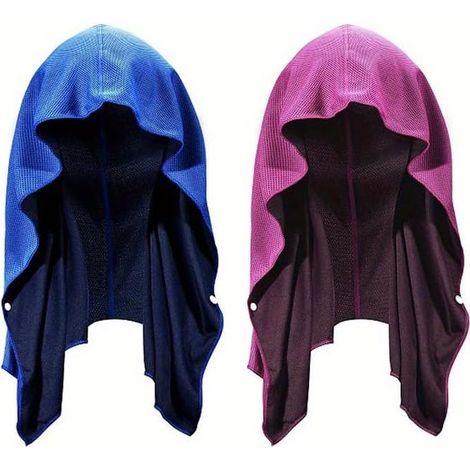 Set di 2 asciugamani rinfrescanti per uomo e donna, ad asciugatura rapida, assorbenti, ideali per sport, campeggio, ciclismo e golf (blu + rosa) (1/5)