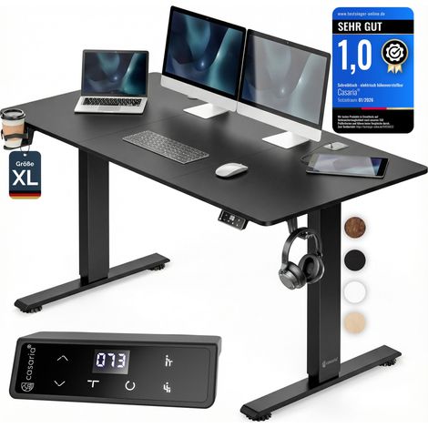 CASARIA® Scrivania Elettrica 120 x 60 cm Ergonomica Regolabile XL, Black (en)