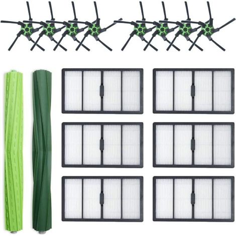 Replacement parts for Roomba s9+ (9550) and S9 (9150) robotic vacuum cleaners, 1 set of multi-purpose rubber brushes, 6 HEPA filters, 8 edge brushes for iRobot Roomba s9+ (9550) and S9 (9150)--DTEKGAZ