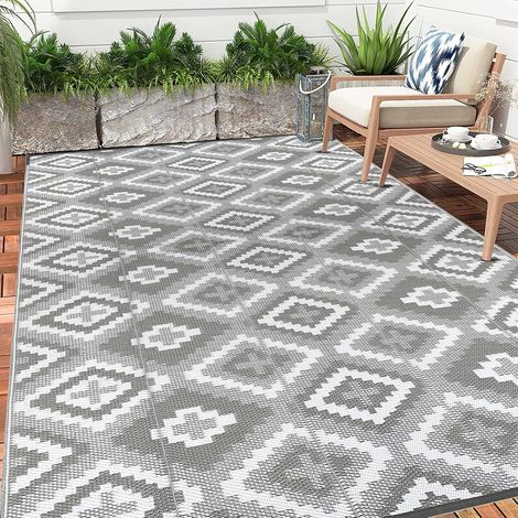 Grand Tapis d'extérieur 180 x 270 cm, en Plastique tissé Plat Robuste, résistant aux UV, imperméable, résistant aux Couleurs, Tapis de Balcon pour extérieur, Camping-Car, terrasse, Jardin (1/5)
