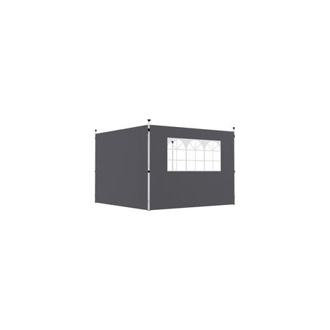 Seitenwände für einen 3 x 3 m großen Pavillon, Pavillonwände mit Fenster, 2er-Set, dunkelgrauer Oxford-Stoff