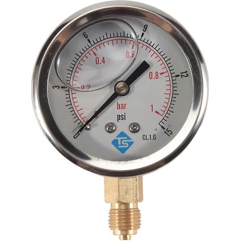 Manomètre basse pression TS 0-1 bar 0-15 PSI 1/4 pouce 68 mm Manomètre hydraulique à eau (1/5)