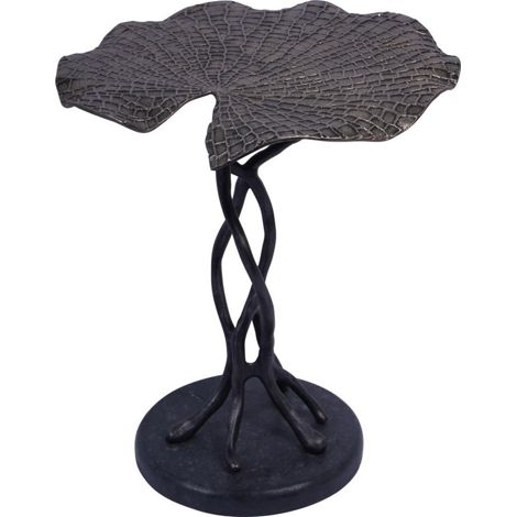 Lily Pad Leaf Side Table - Aluminium/Granite - L40 x W40 x H45 cm - Antique Gold/Black