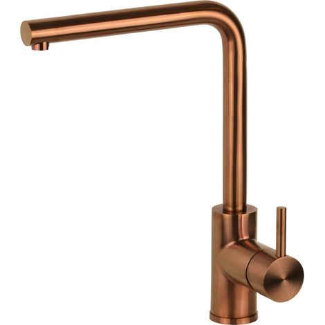 Miscelatore lavello cucina in acciaio inox colore PVD rame spazzolato con canna orientabile Pollini NF0003R  PVD Rame Spazzolato (1/5)