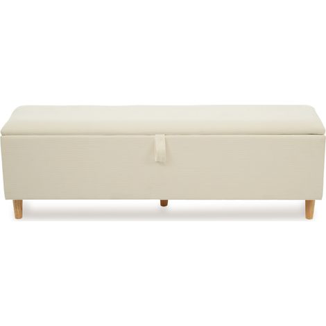 Banc de lit avec rangement hydraulique en corduroy beige 165 x 38 x 46 cm (1/5)