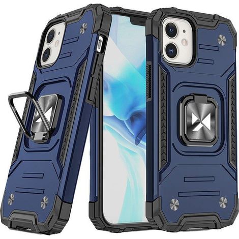 Custodia corazzata per iPhone 14, supporto magnetico Ring Armor, blu (1/5)