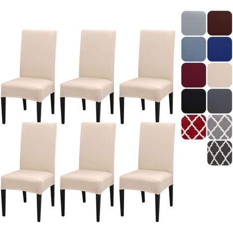 Copri sedia elastico, set da 6, copertura protettiva universale per sedie da pranzo, rimovibile e lavabile, moderno e durevole per la casa (1/4)