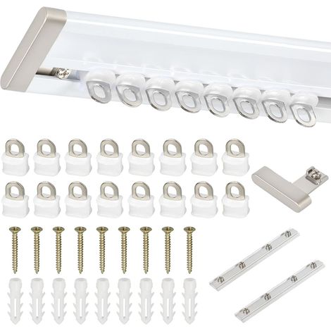 Rail de Rideau de Plafond,3m Tringle à Rideaux Silencieuse à Rails à Rangée en Alliage d'aluminium,pour Rideau Coulissant,avec Matériel de Fixation,Charge Maximale : 35kg (1/5)