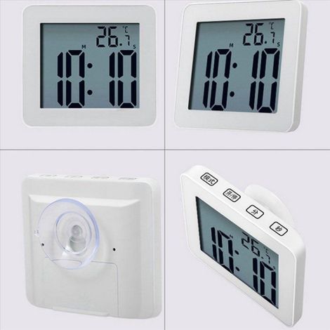 2X Horloges de Salle de Bain NuméRiques Simple LCD RéVeil ÉLectronique ÉTanche Douche Montres Horloges de TempéRature Minuterie (1/5)