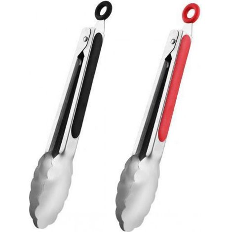 Pince À Grillade - Pince À Service - Acier Inoxydable Et TPE - 34,3 Cm - Pour Barbecue Et Table - Lot De 2