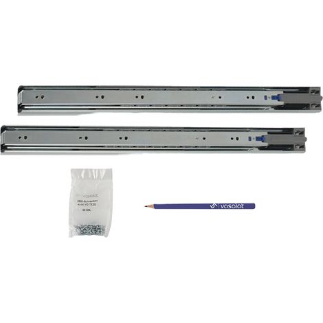 Schubladenschienen 500mm softclose Kugelführung - Vollauszug mit integrierter Dämpfung, 32-Systemlochung - 1 Paar (1/5)