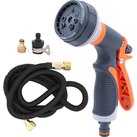 Lance de pulvérisation 8 fonctions pour arrosage jardin, lavage voiture et irrigation - Tête de pistolet pour tuyau d'arrosage (1/5)