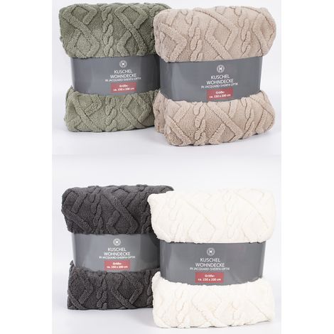 Fleecedecke Jacquard Sherpa 150 x 200 cm 4-fach sortiert Decke