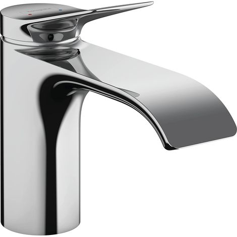 Hansgrohe Vivenis Waschtischmischer 80 mit Zugstange und Ablaufgarnitur, Wasserfall-Auslauf, Chrom (75010000)