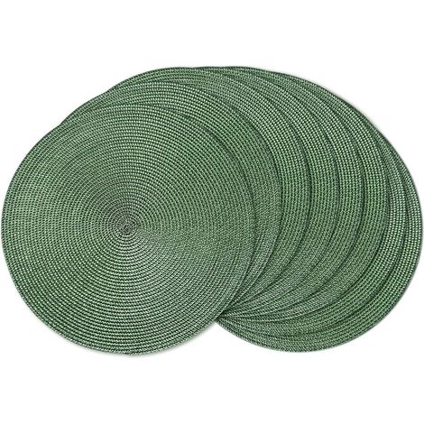 Lot de 8 sets de table ronds tressés de 38,1 cm pour tables de salle à manger, tissés naturels, résistants à la chaleur (olive, 8)'Vert Olive 15 inches set of 8'Vert Olive'15 inches set of 8 (1/5)