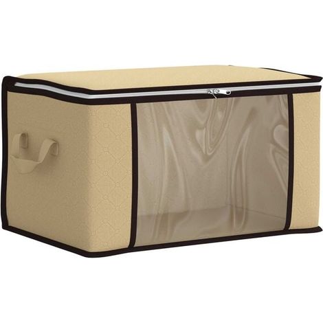 boîte de rangement beige transparente avec fenêtre latérale (1/5)