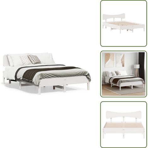 Letto senza materasso - vidaXL Giroletto senza Materasso Bianco 135x190 cm Legno Massello Pino - Letto in pino