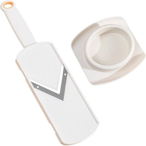 Cortador de repollo compacto de acero inoxidable - Cortador de verduras con protector de mano - Cortador blanco con protector de mano (1/5)